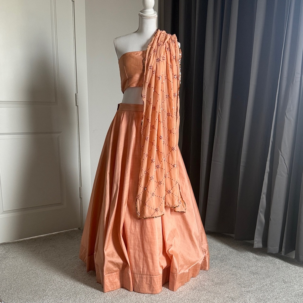 Peach Lehenga Choli Ensemble